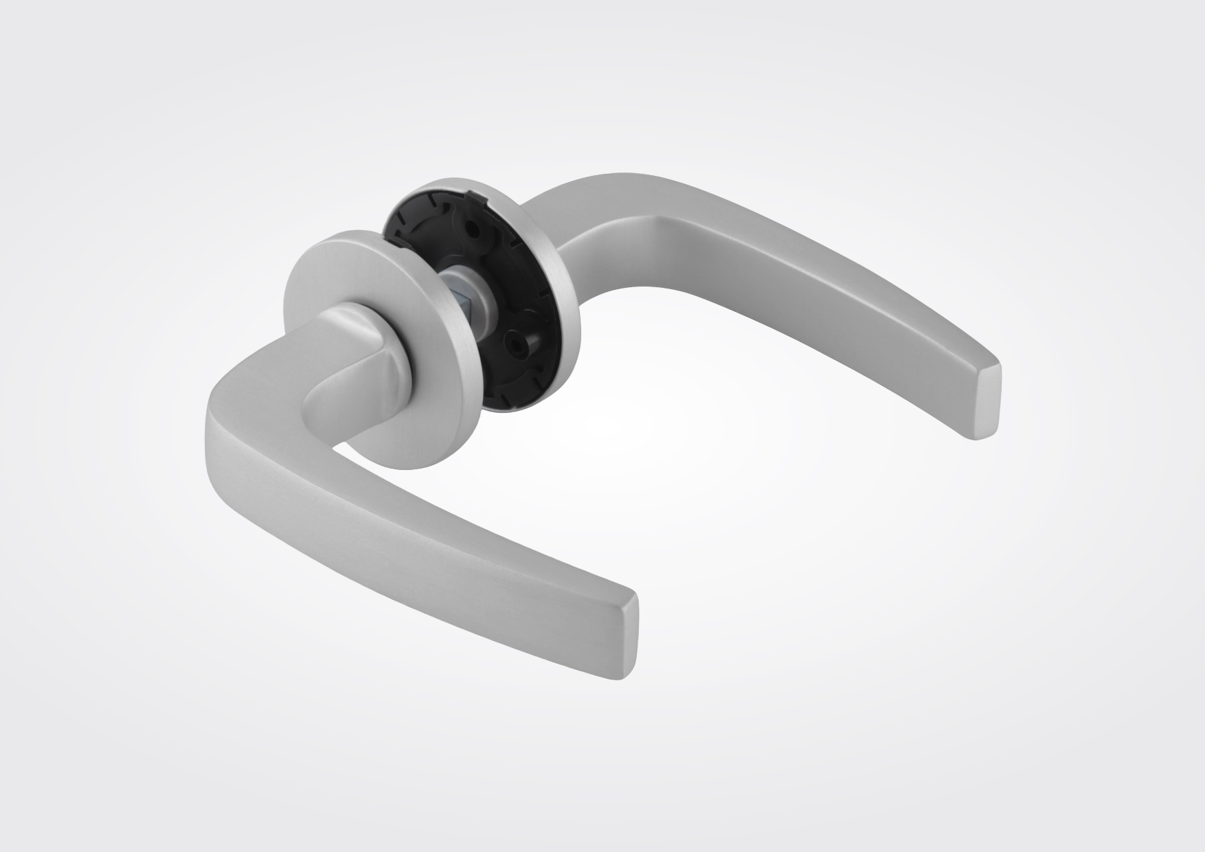 Arcos hoekig deurkrukset met rozet (Dorma Glas)