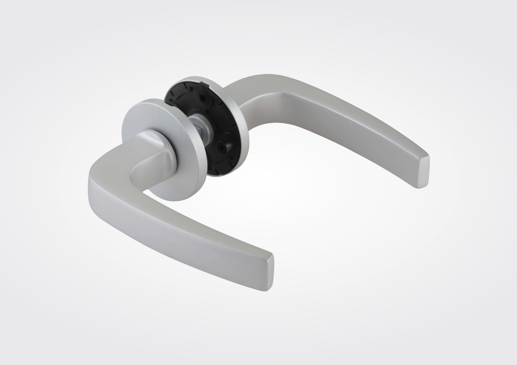 Arcos hoekig deurkrukset met rozet (Dorma Glas)
