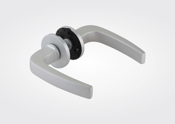 Arcos hoekig deurkrukset met rozet (Dorma Glas)