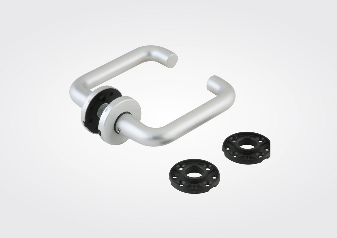 Dormaglas deurkrukset met rozet voor glasdeur in aluminium