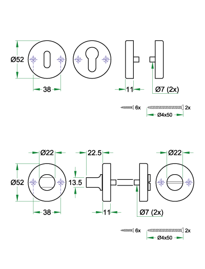 BSW Blindrozet paar Ø52mm Zwart