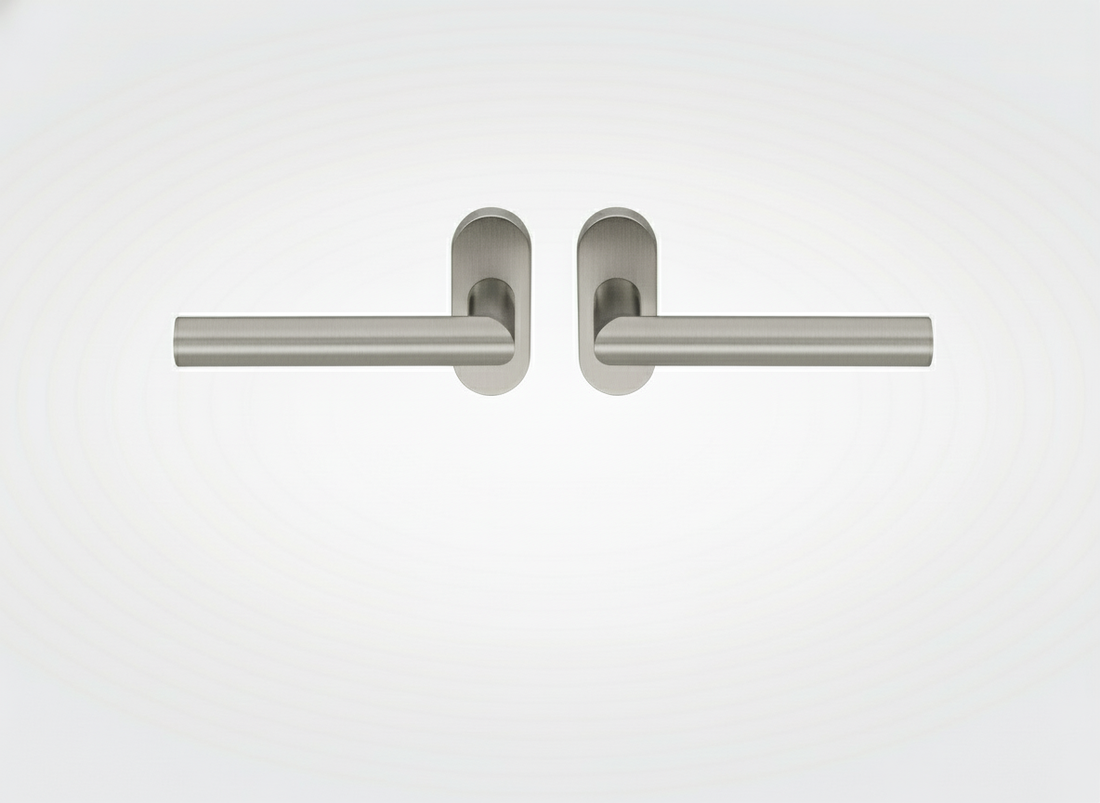 Mat RVS deurkrukken met rozetten