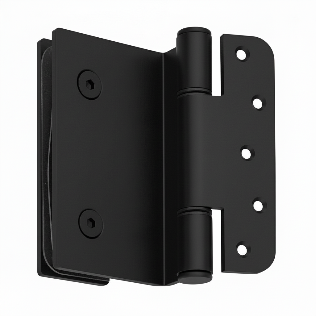 Zwart scharnier met open gaten